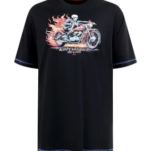 'DEWSBURY' Skeleton On A Bike Print T-Shirt